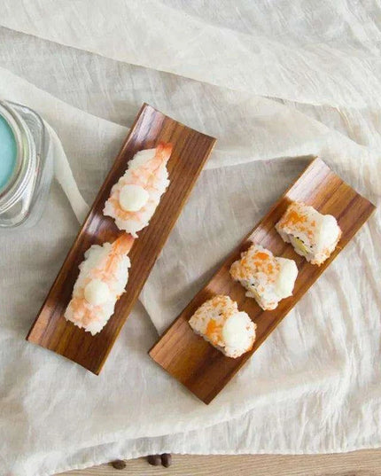 Elegant Wooden Serving Platter for Sushi, Dumplings, and Bakery Treats - Oblong Kitchen Essential
