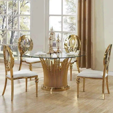 Elegant Gold-Plated Stainless Steel Dining Chair Set for Refined Dining Experiences