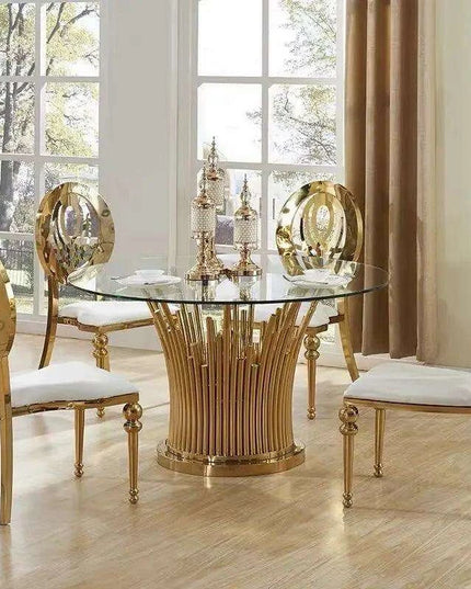 Elegant Gold-Plated Stainless Steel Dining Chair Set for Refined Dining Experiences