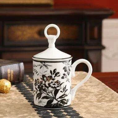 Elegant European Ceramic Mug Set with Lid - A Perfect Gift for Coffee Aficionados