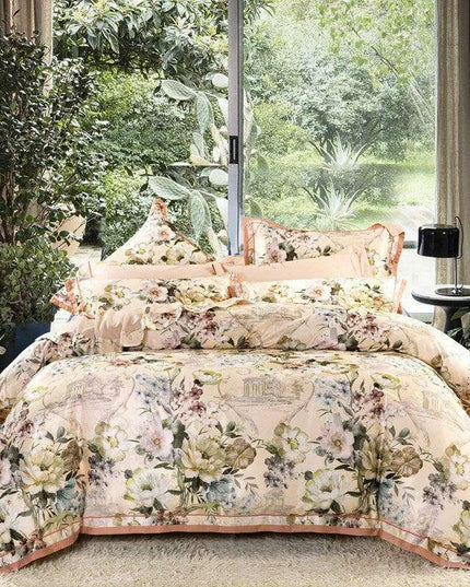 Elegant European Vintage Floral Jacquard Cotton Bedding Set for Weddings with Duvet Cover and Sheet Choices