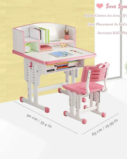 ErgoKids Ergonomic Study Desk & Chair Set with Bookshelf - Adjustable for Growing Children