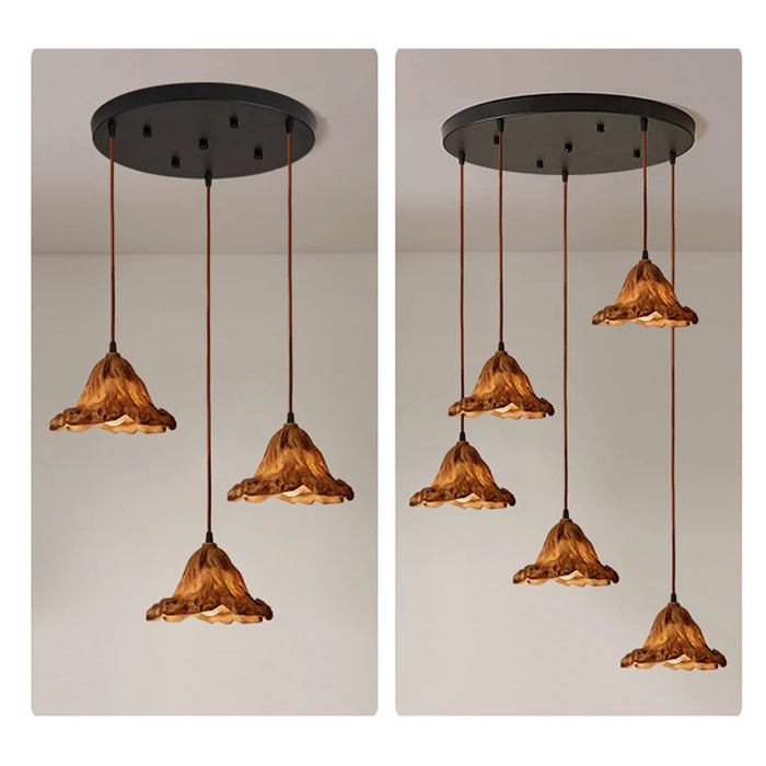 Vintage Lotus Leaf LED Pendant Light - Adjustable Chandelier for Elegant Home Decor