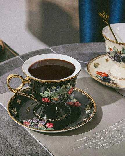 Elegant Gold-Accented Bone China Coffee Cup Set