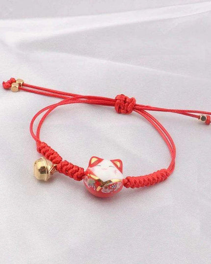 Charming Red Cord Lucky Cat Bracelet - A Thoughtful Gift for Women and Girls