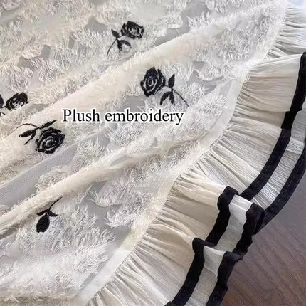 Black Rose Lace Sheer Curtain — French Romantic, 2 Patterns, 6 Sizes, 4 Headings