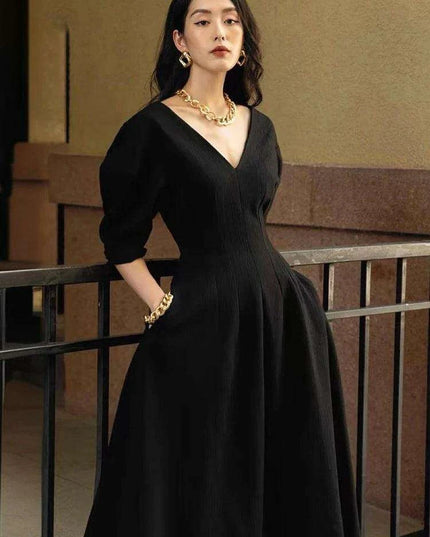 V-Neck Short Sleeve Swing Dress for Women