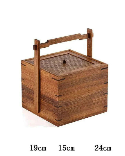 Vintage Artisan Wooden Fruit Holder with Chic Lid and Dividers | Timeless Style