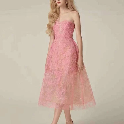 Luxurious Floral Lace and Sequin Evening Dress for Women