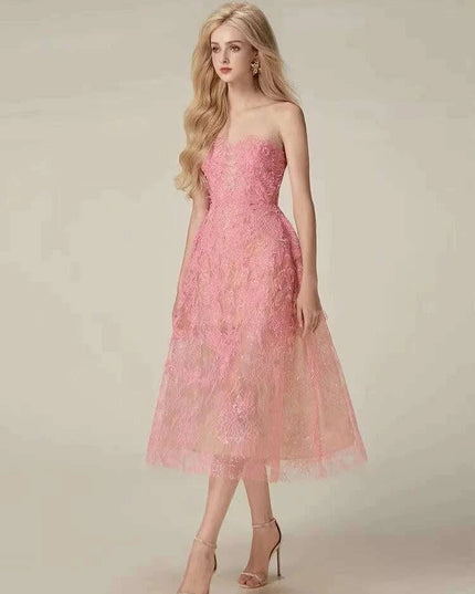 Luxurious Floral Lace and Sequin Evening Dress for Women