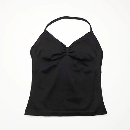 NCLAGEN Women's Longline Strappy Yoga Vest with Open Back for Fitness