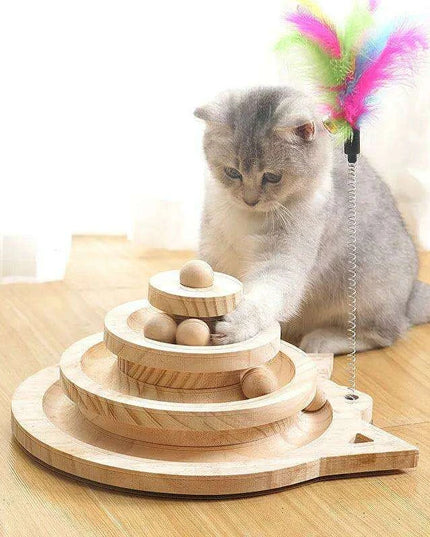 Interactive Cat Tower with Rotating Discs and Enrichment Balls for Endless Feline Fun