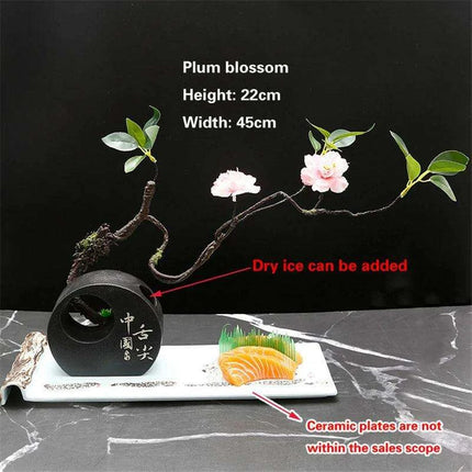 Elegant Floral Sashimi Display Set for a Luxurious Dining Experience