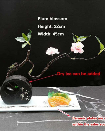 Elegant Floral Sashimi Display Set for a Luxurious Dining Experience