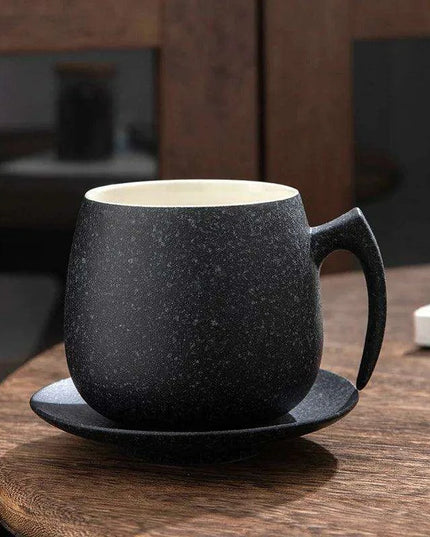 Vintage Luxe Ceramic Mug Set with Innovative Holder for Office Sophistication