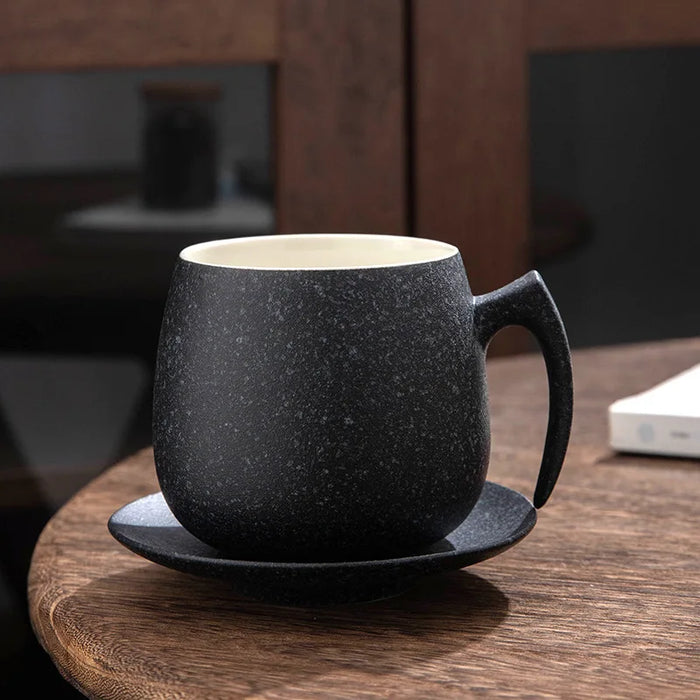 Luxurious Ceramic Office Mug - Vintage-Inspired Coffee Cup with Innovative Cup Seat Design