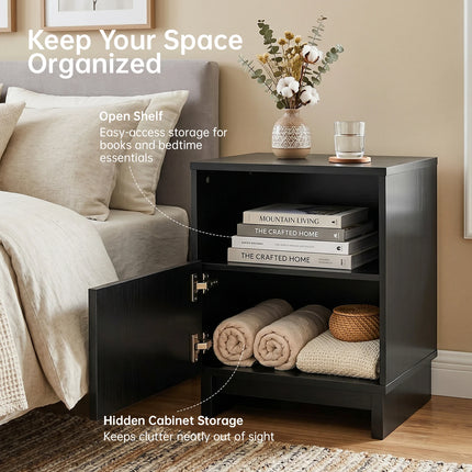 TinyNest Fluted Nightstand - Modern Bedside Table with Storage Drawers