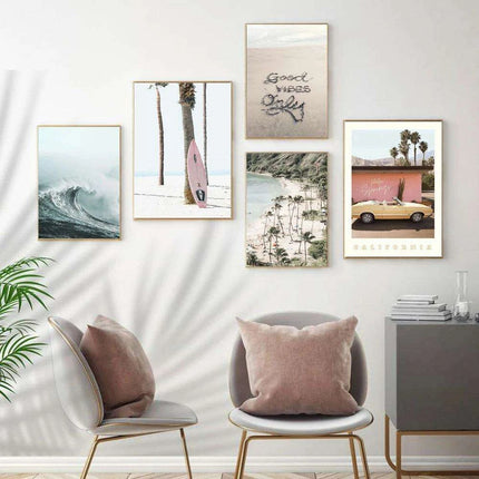 California Dreaming Surf Canvas Art - Elegant Coastal Home Decor