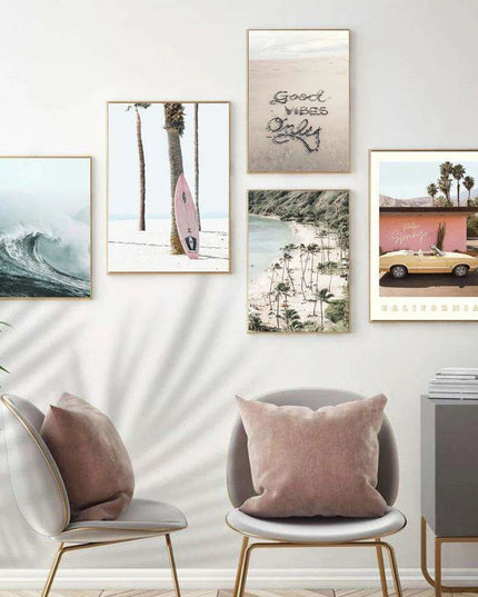 California Dreaming Surf Canvas Art - Elegant Coastal Home Decor