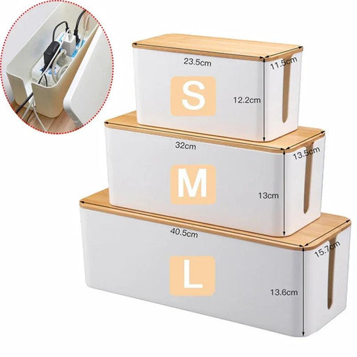 Elegant Wooden Cable Management Box with Enhanced Cooling Features and Versatile Aesthetics