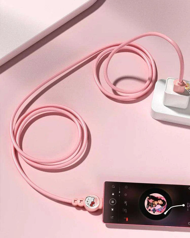 Sanrio Hello Kitty Kuromi Type C Fast Charging Cable - Cinnamoroll Design for iPhone, Huawei, Xiaomi - 100mm Length - TPE + PVC Material - Perfect Gift Boxed