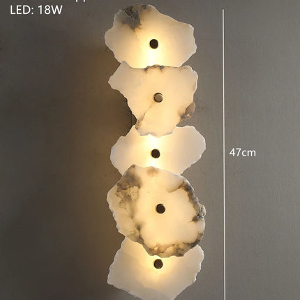 Natural Marble LED Wall Lamp — Copper Luxury Sconce, 1–9 Marble Shades