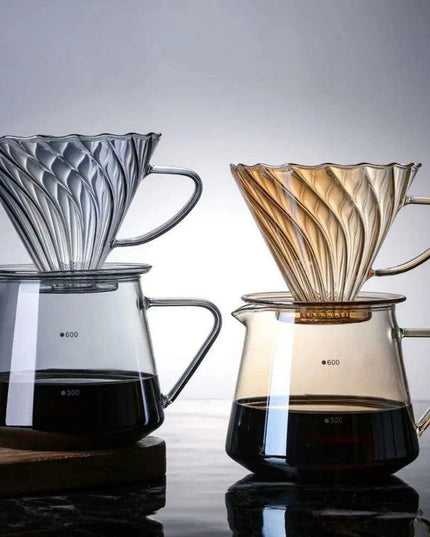 Stylish Borosilicate Glass Coffee Brewing Kit with Precision V-Funnel - Available in 300ml and 600ml Sizes