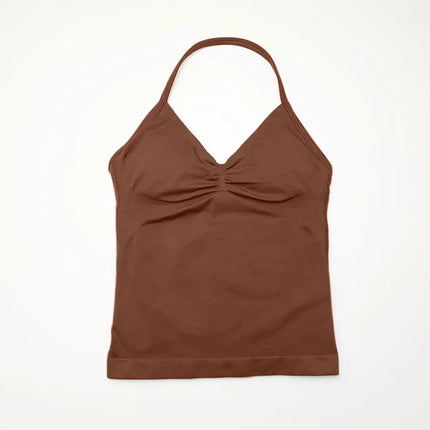 NCLAGEN Women's Longline Strappy Yoga Vest with Open Back for Fitness