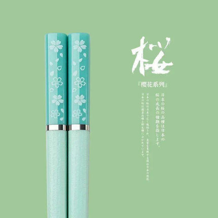 Elegant Pink Cherry Blossom Alloy Chopsticks - Perfect Pair for Hot Pot and Sushi Dining