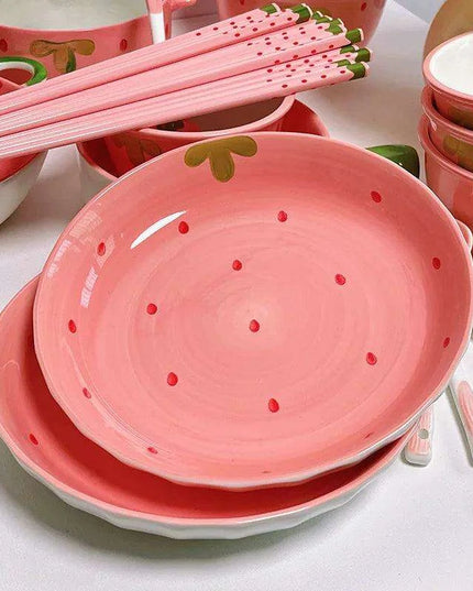 Sustainable Strawberry-Themed Ceramic Chopsticks - Stylish Non-Slip Utensils for Asian Dining