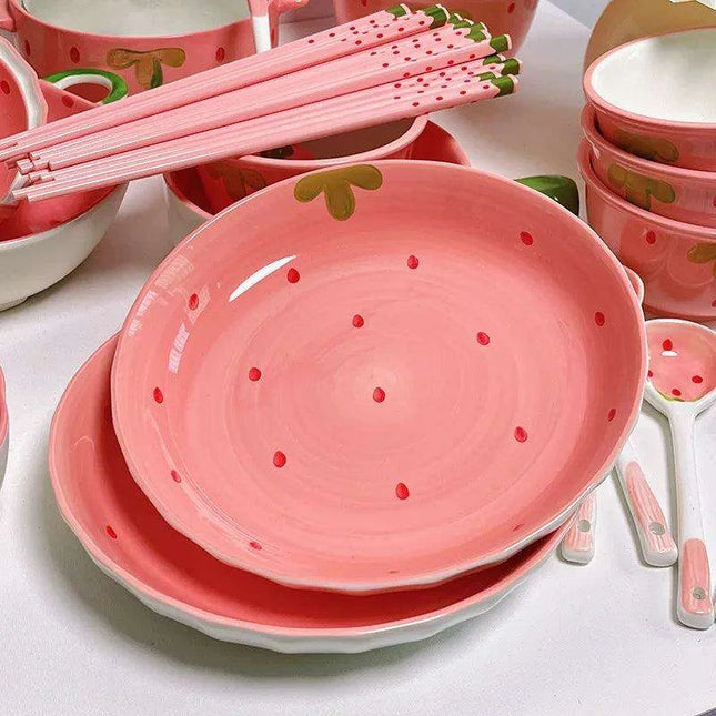 Sustainable Strawberry-Themed Ceramic Chopsticks - Stylish Non-Slip Utensils for Asian Dining