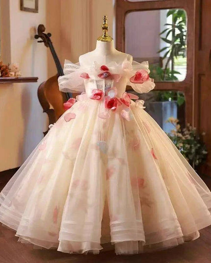 Elegant Children's Appliqued Evening Gown for Special Occasions