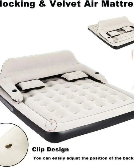 Premium Plush Inflatable Queen Sofa Bed with Adjustable Recline & Integrated Drink Holders