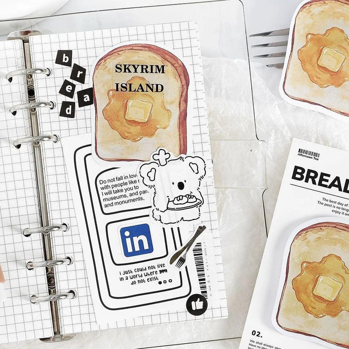 Charming Kawaii Bread Toast & Coffee Sticky Notes: Fun Memo Pad Set