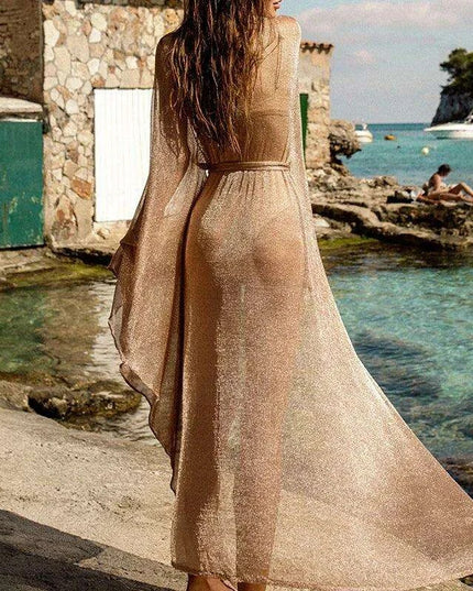 Elegant Transparent Maxi Kimono Dress for Women - Perfect Beach Cover-Up
