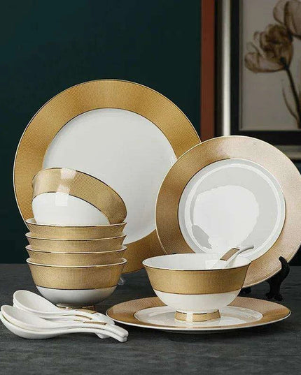 Luxurious Japanese Dining Set with Elegant Gold Ceramic Utensils for Elevated Mealtime Experience