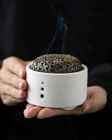 Elegant Zen Ceramic Incense Burner with Mesh Cover - Stylish Home Decor Ashtray and Relaxation Plate