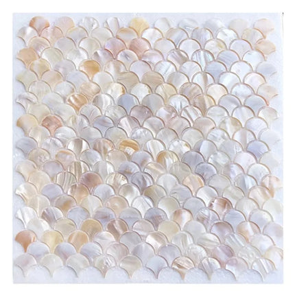 Natural Shell Mosaic Fish Scale Wall Art – 30×30 cm