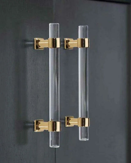 Luxurious Gold Acrylic Drawer Handles with Crystal Detailing - Chic Cabinet Pulls