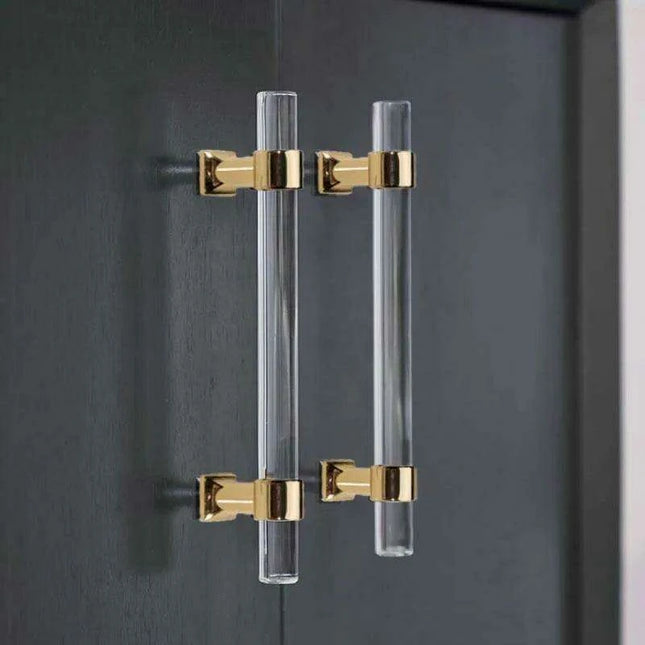 Luxurious Gold Acrylic Drawer Handles with Crystal Detailing - Chic Cabinet Pulls