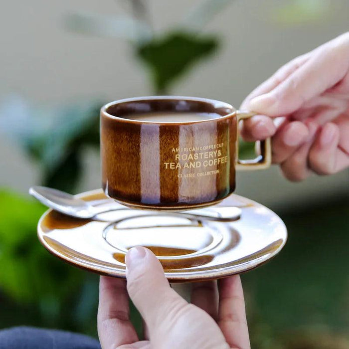 Luxurious Hand-Painted European Ceramic Coffee Mug Set with Gold Detailing - 110ml