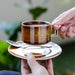 Luxurious Hand-Painted European Ceramic Coffee Mug Set with Gold Detailing - 110ml