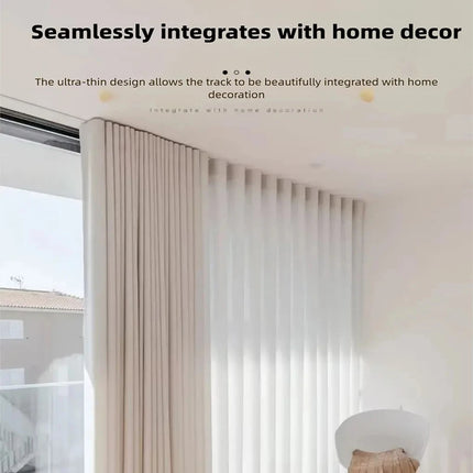 No-Drill Self-Adhesive Ceiling Curtain Track — Silent Sliding Rail