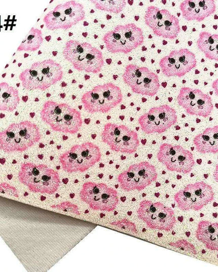 Sparkling Pink Heart & Cloud Faux Leather Crafting Sheet - Ideal for DIY Projects