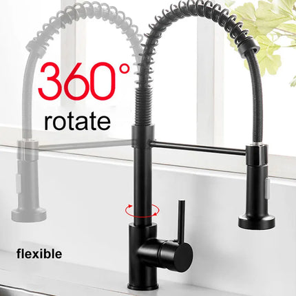 AliKopy 360° Rotating Pull-Out Kitchen Faucet - Hot & Cold Water Mixer