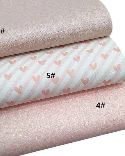 Chic Pink Leather Craft Sheets - Elegant Honeycomb and Heart Designs for Inspiring DIY Creations