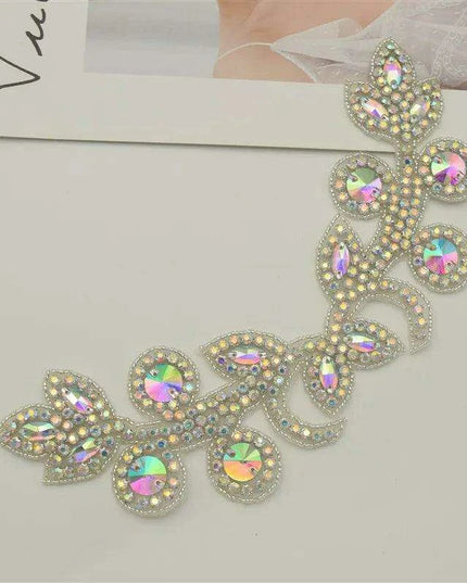 Glimmering Silver Rhinestone Floral Applique: Elegant Fashion Upgrade Accessory
