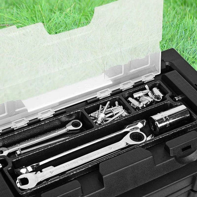Elite Stainless Steel Toolbox with Dual Secure Storage and Innovative Security Features