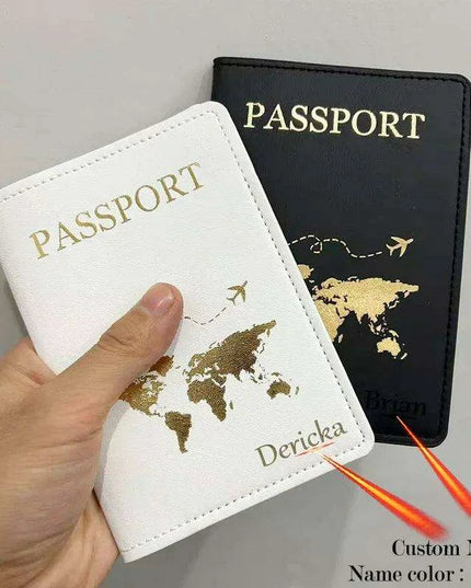 Custom Engraved Passport Holder for Adventurous Couples - Elegant Travel Essential