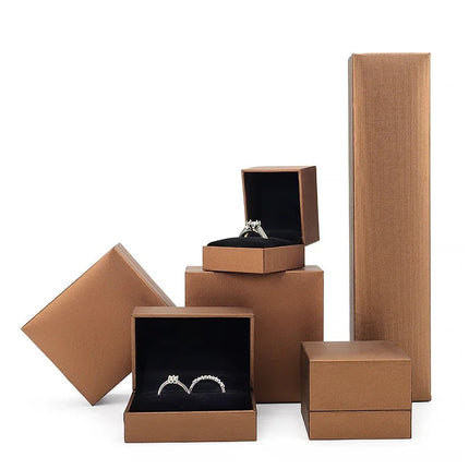 Leather-Covered Jewellery Gift Box — Ring, Pendant, Bangle & Chain Styles, 6 Colours